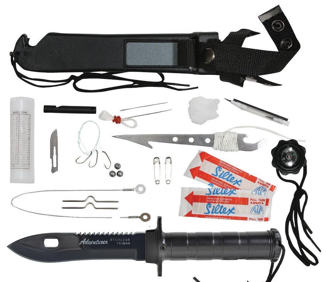 10 1/2" Black Deluxe Adventurer Survival Knife Kit 3335 Rothco