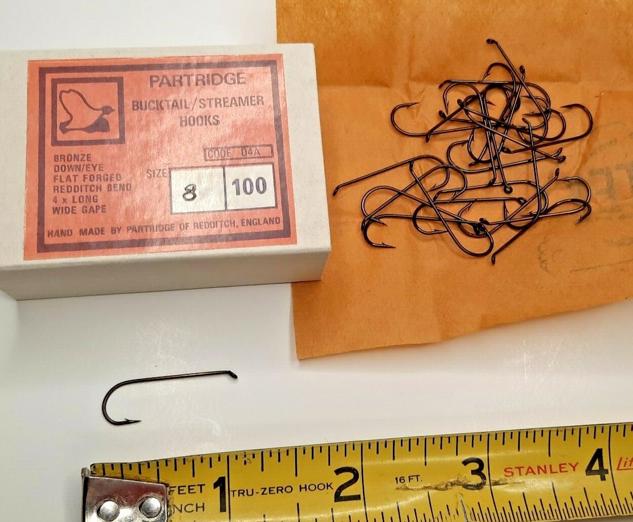 Partridge Hooks D4A Bucktail Streamer 4X Long Wide Gape 6 or 14 Fly Tying Hooks