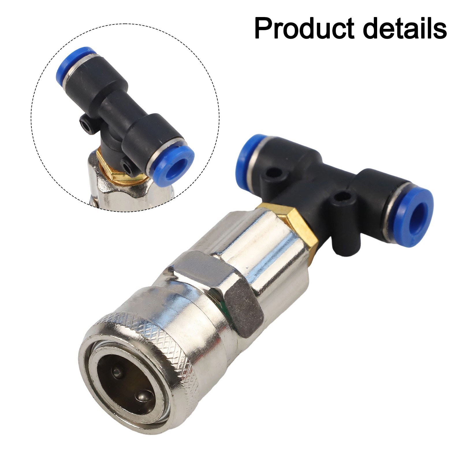 Three way Pneumatic Tank Connector Straight Through Joint Metal Material