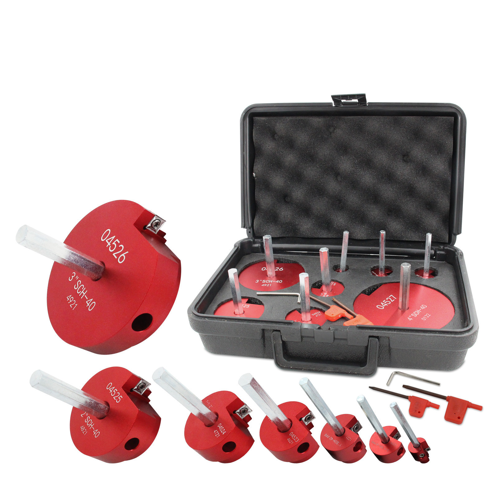 8PCS PVC Pipe Reamer Tool Kit Socket Saver for SCH 40 ABS CPVC Fitting 1/2"-4"
