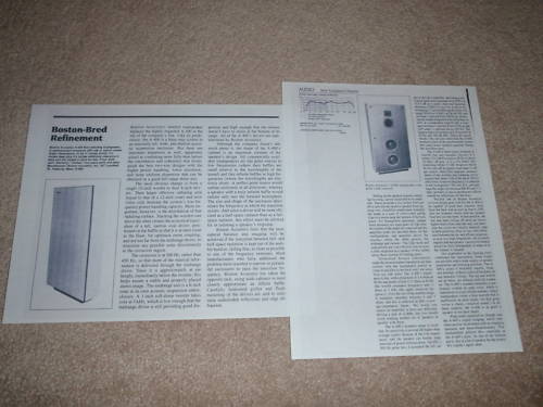 Boston Acoustics A-400 Review, 1984, 2 pgs, Rare Test!