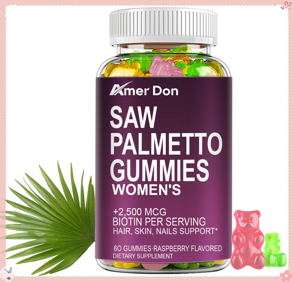 Biotin Gummies for Women - Saw Palmetto Gummies - Gluten-Free, Gelatin-Free