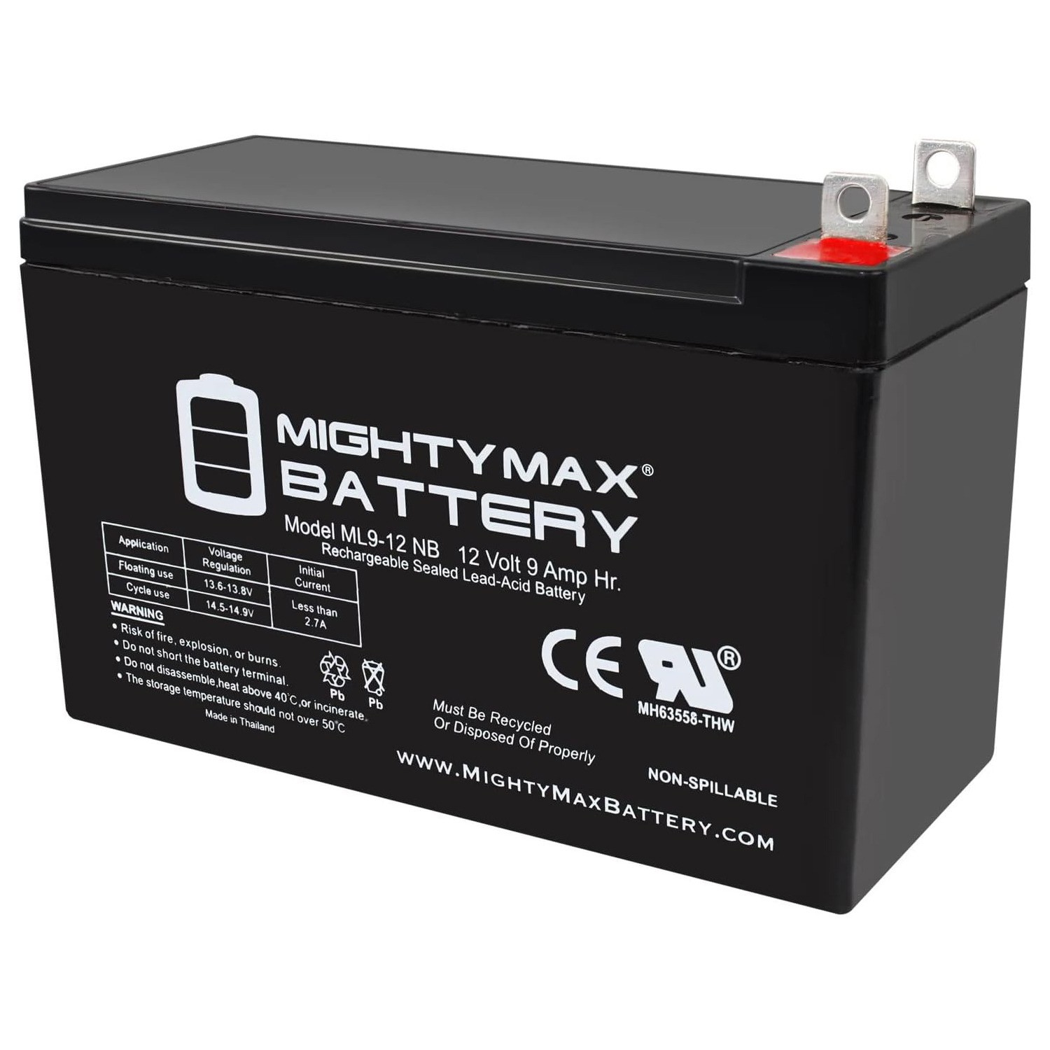 Mighty Max 12V 9AH Nut and Bolt SLA Battery Replacement for SEL HYS1290