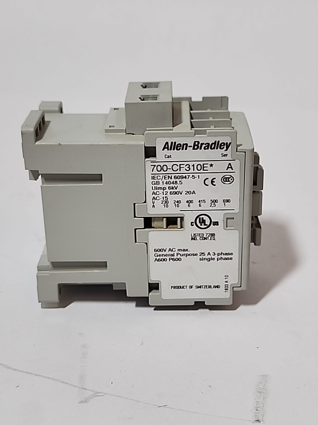 Allen Bradley 700-CF310E Contactor Control Relay 24VDC Series A 600V 25A IEC