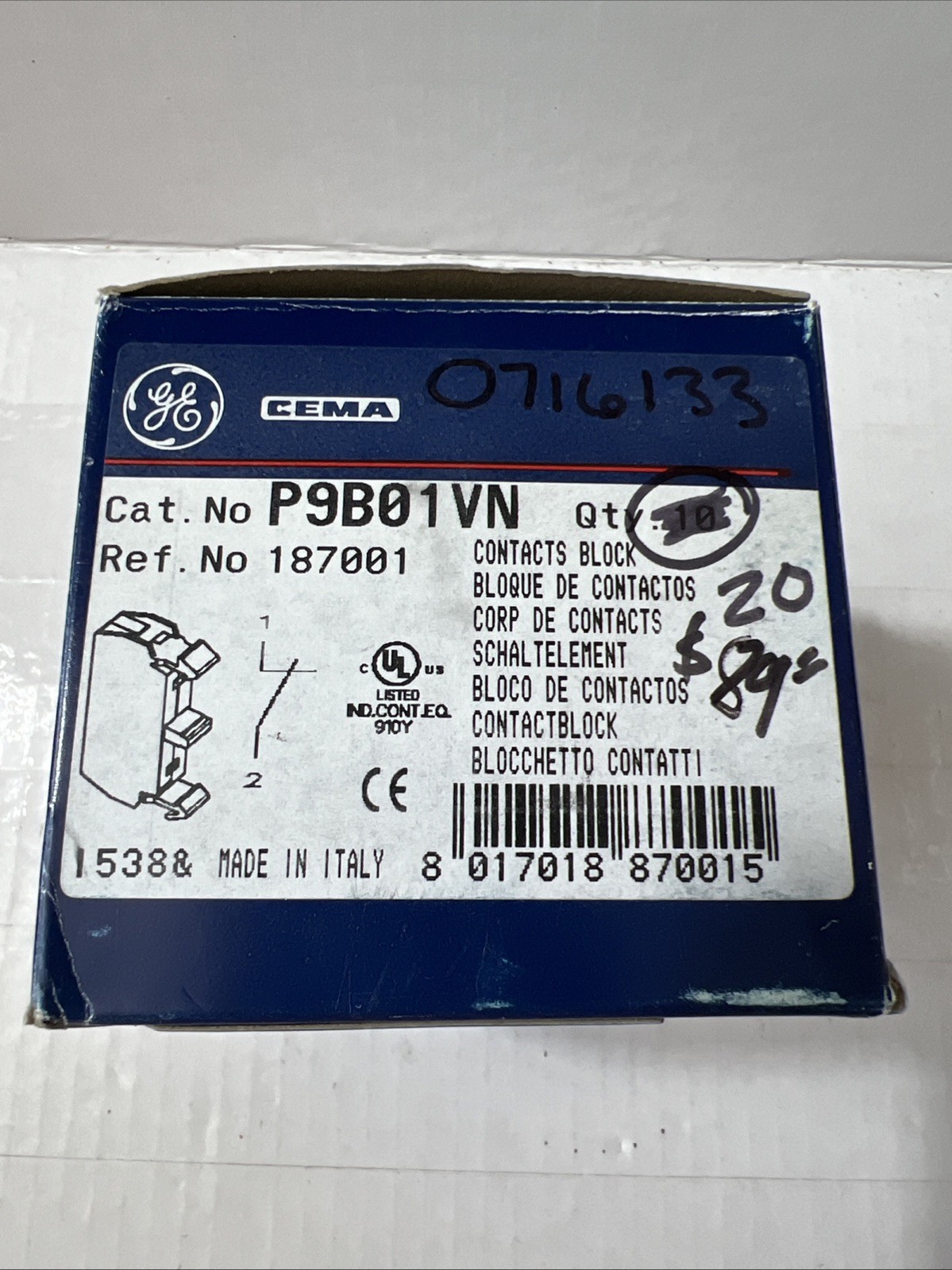 GE P9B01VN Contact Block (1 PC)