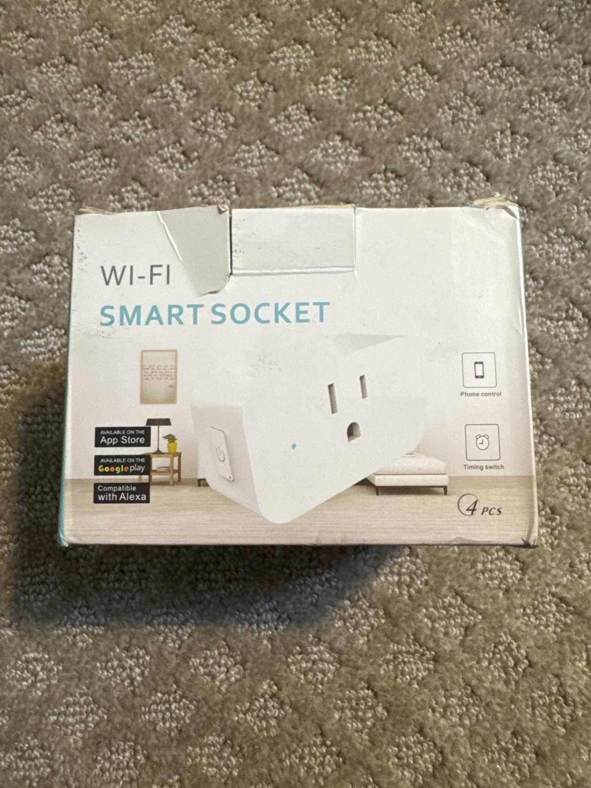 LINGANZH Wi-Fi Smart Plug 4-Pack, White, App-Controlled Timer, Alexa