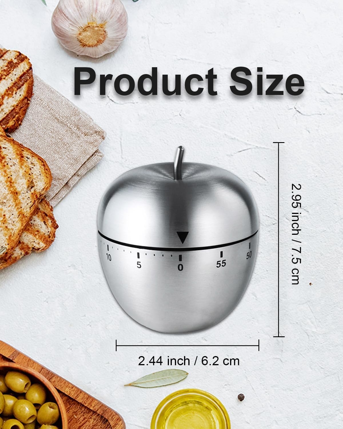 Apple Stainless Steel 60-Minute Kitchen Timer