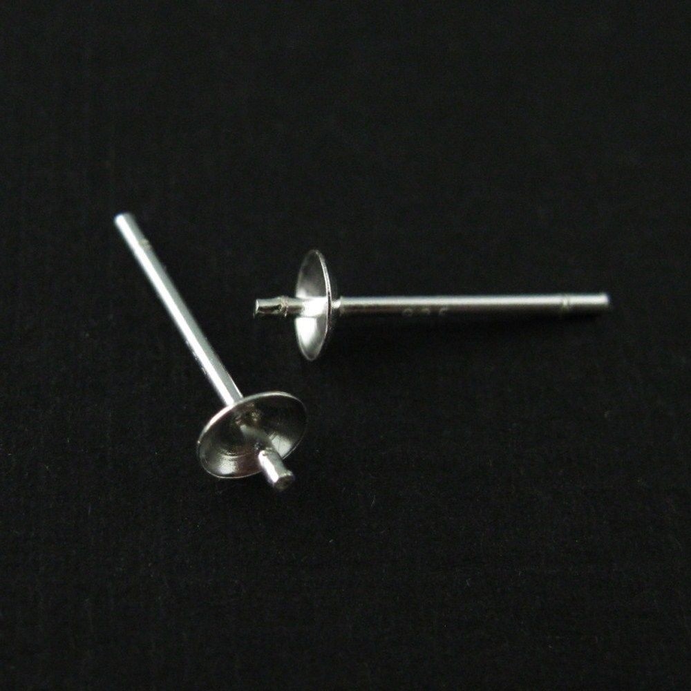 Sterling Silver Earring Studs for Half Drilled Pearls and Beads (3 pairs)