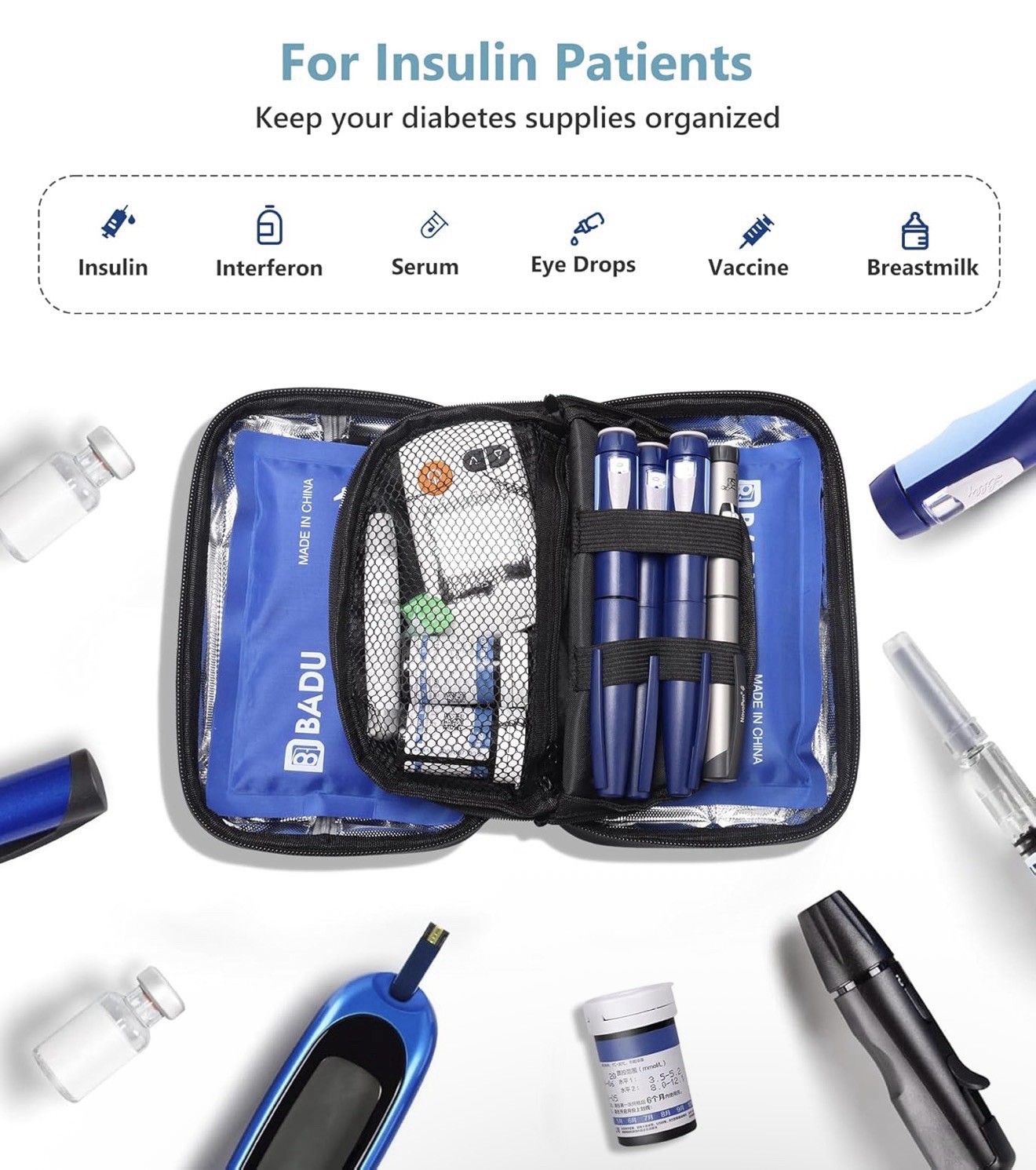Insulin / Medication Cooler Case TSA Approved Case With Temp Display Black