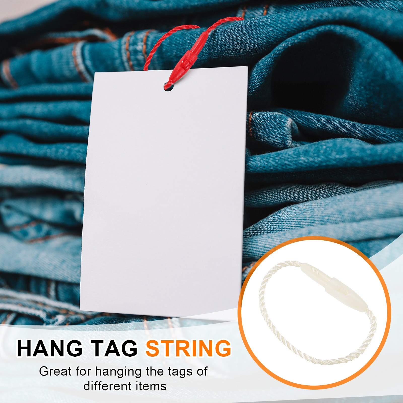 500 Pcs Polyester Hang Tag String 3" Snap Lock Pins Loop Fastener, Beige