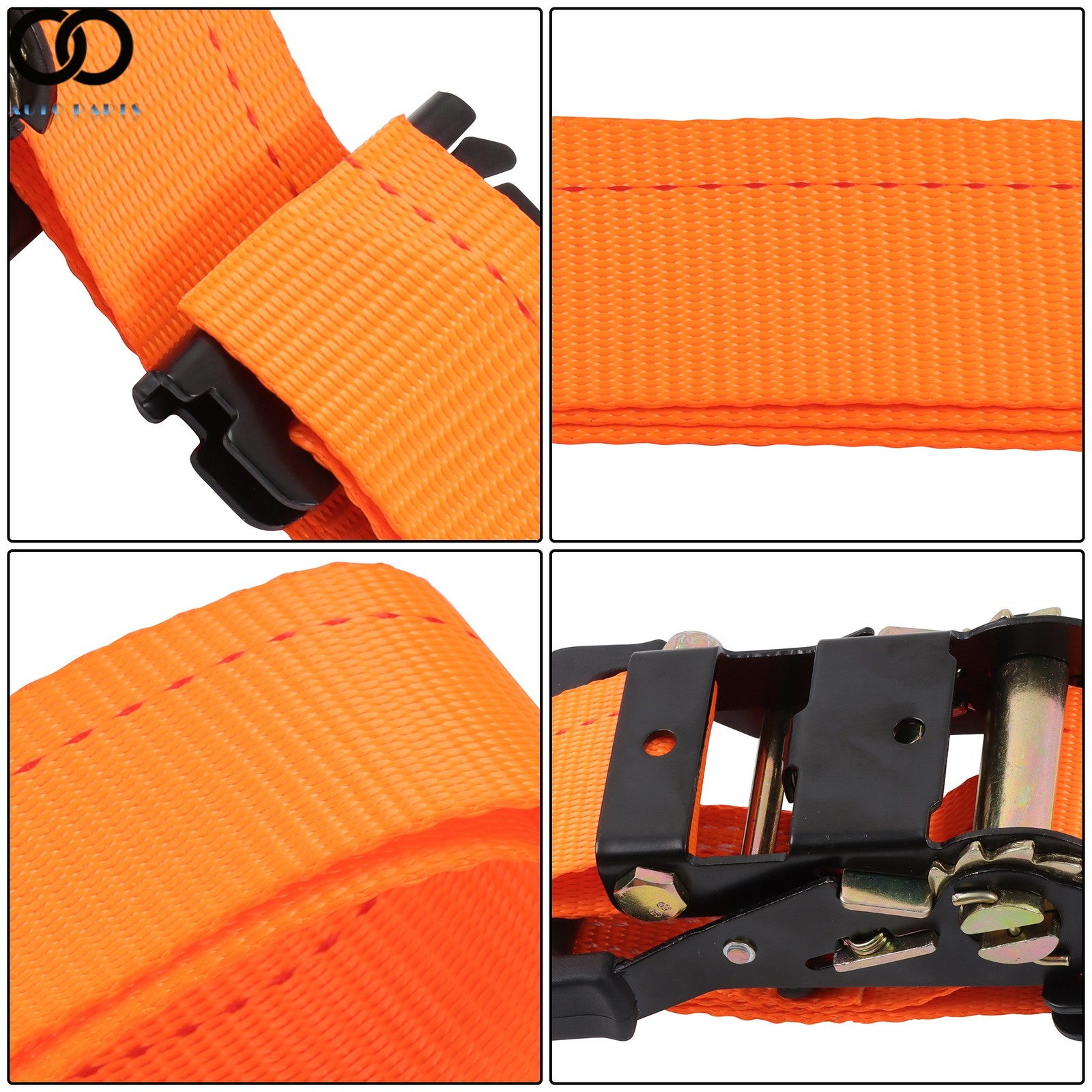 2 Pack Wheel Chock Tie Down Strap Kit For Trailer ATV 9' Ratchet Strap Durable