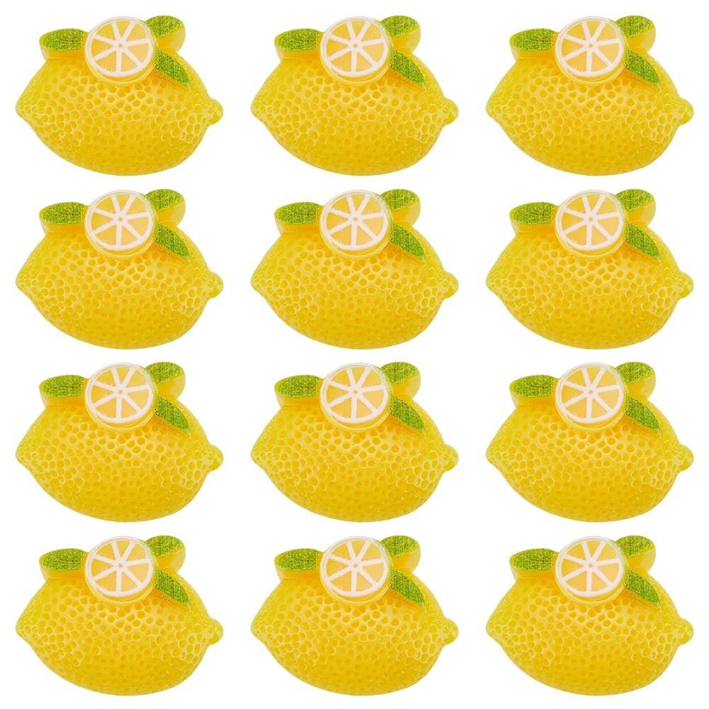 80Pcs Resin Flatback Cabochons Lemon Resin Charms Flatback Cabochon Cute Frui...