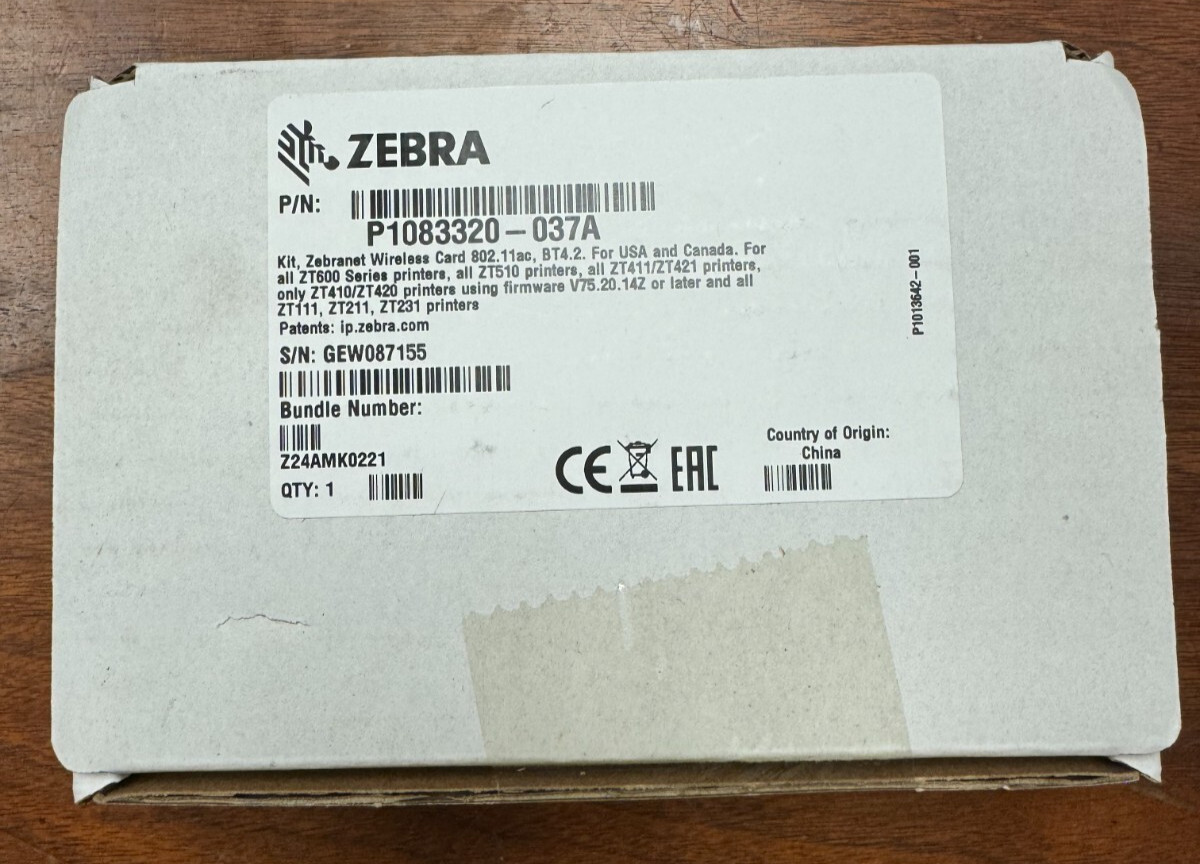 New Zebra OEM Wireless Card P1083320-037A P1077918-101 ZT231 ZT411 ZT421 ZT620
