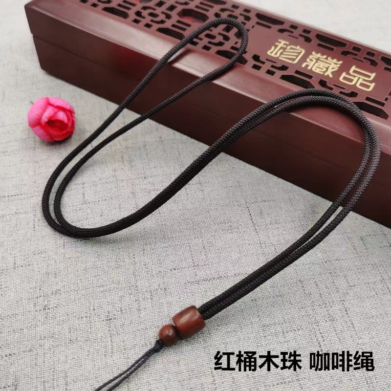 20Pc Sandalwood Bead Diy Hand Woven Retractable Hanging Rope Necklace Rope