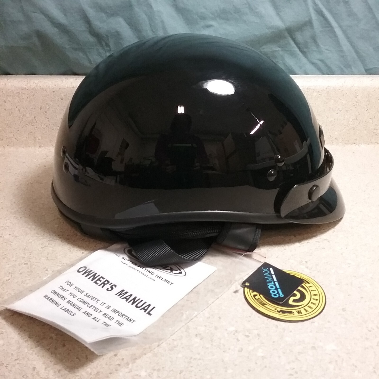 NEW GMAX GM35S FULLY DRESSEDE HALF HELMET -GLOSS BLACK - XS