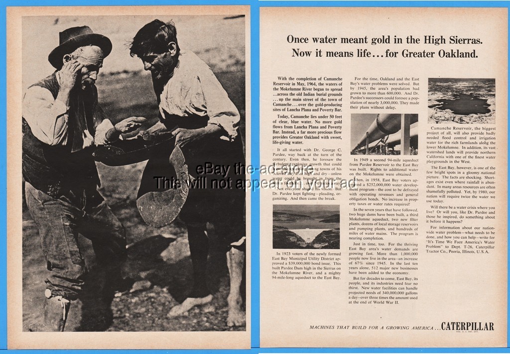 1966 Caterpillar CAT Gold Panning Miners Water In Oakland Camache Reservoir Ad