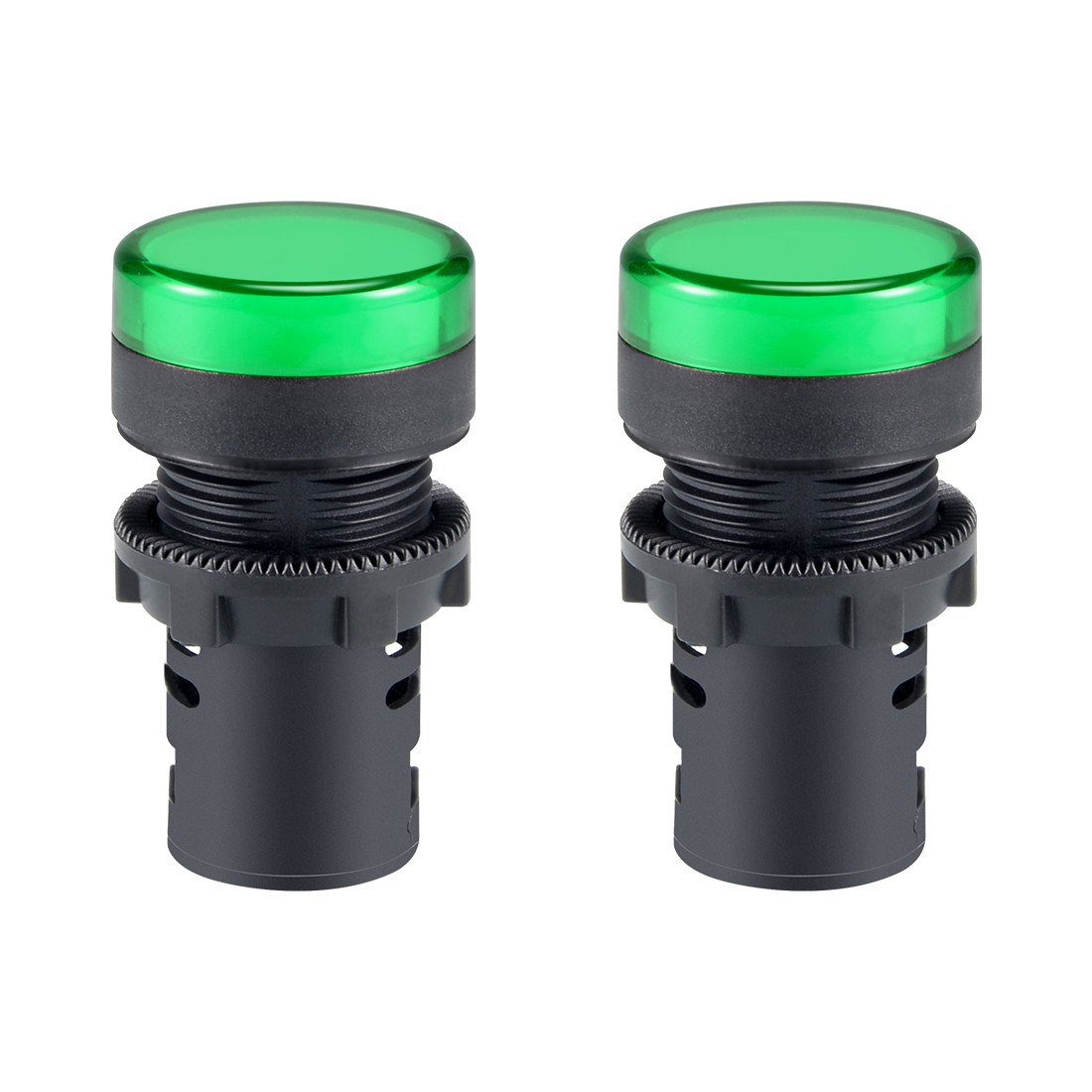 Sgnal Lights AC/DC 24V, Green LED, Flush Panel Mount 7/8" 22mm, 2Pcs
