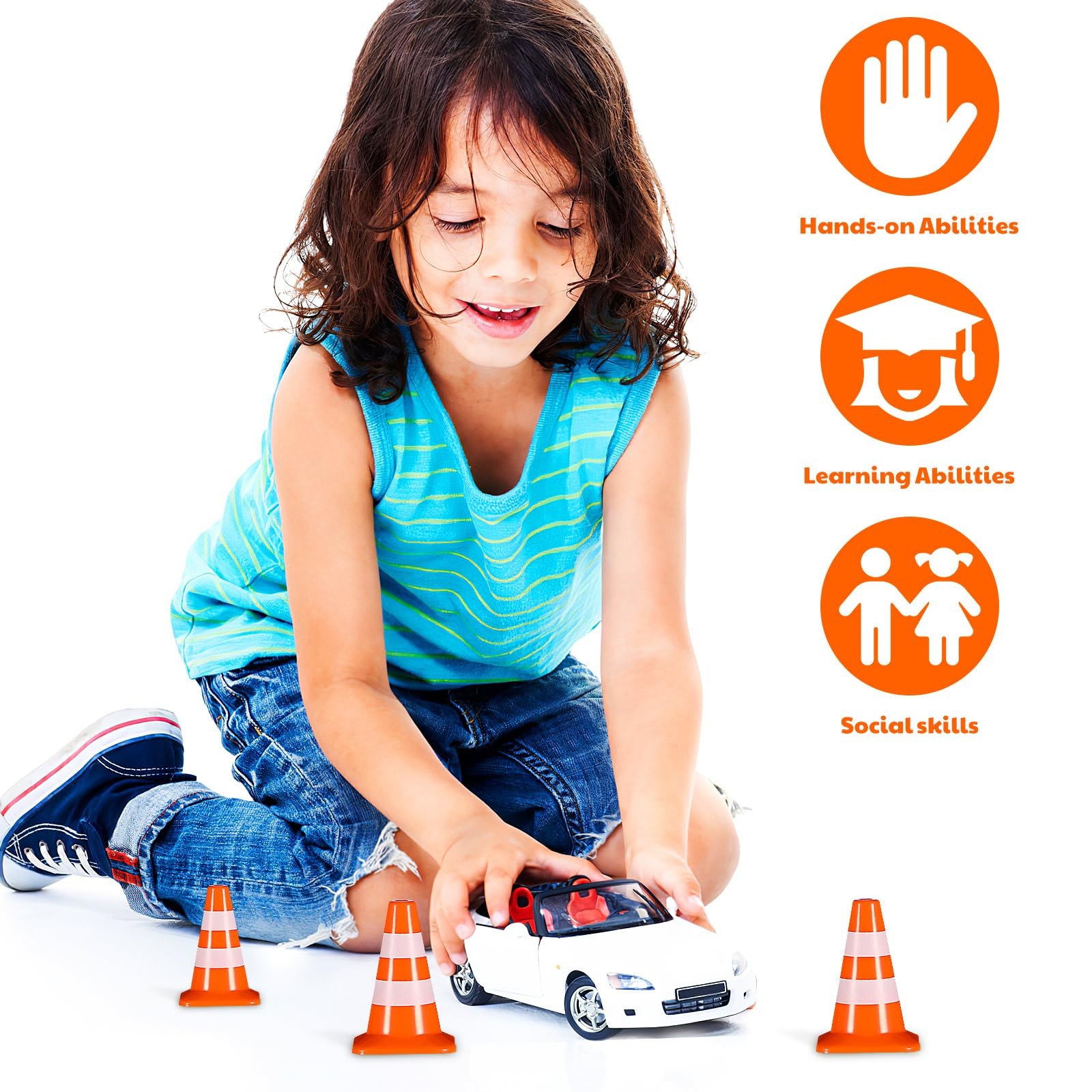 14Pcs Mini Traffic Cones Small Cones Tiny Simulation Road Parking Signs Plast...