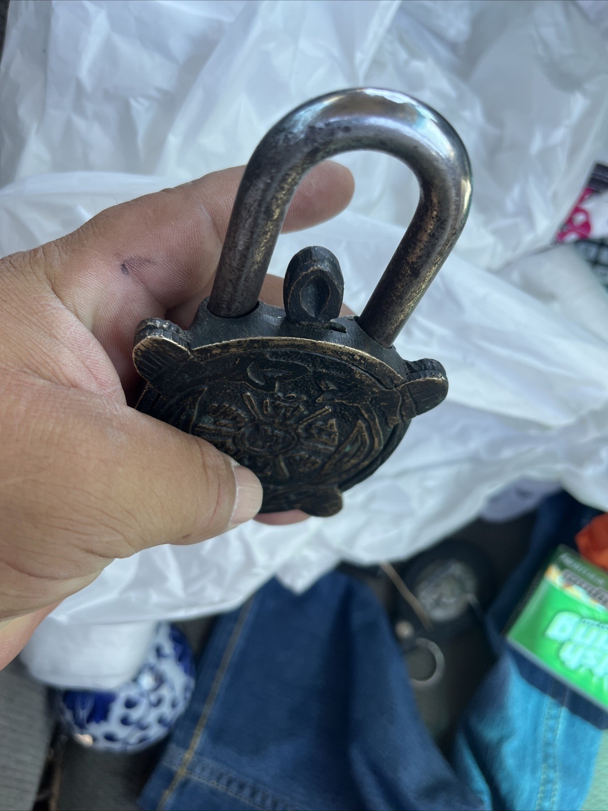 Handmade Vintage Style Tortoise shape Padlock No Key Working Functional Turtle