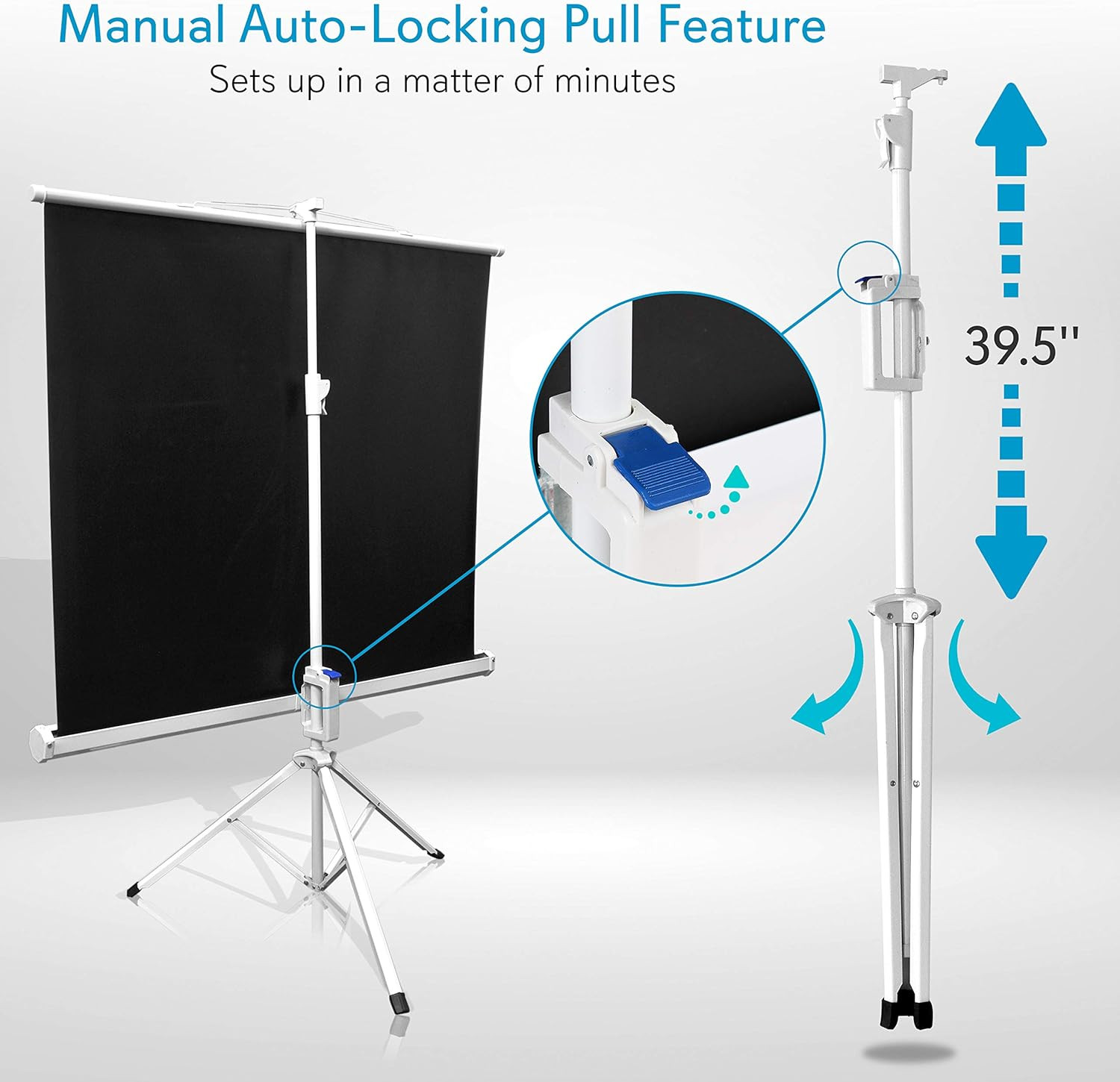 50 Inch Portable Projector Screen with Tripod Stand – Lightweight, Durable, Easy