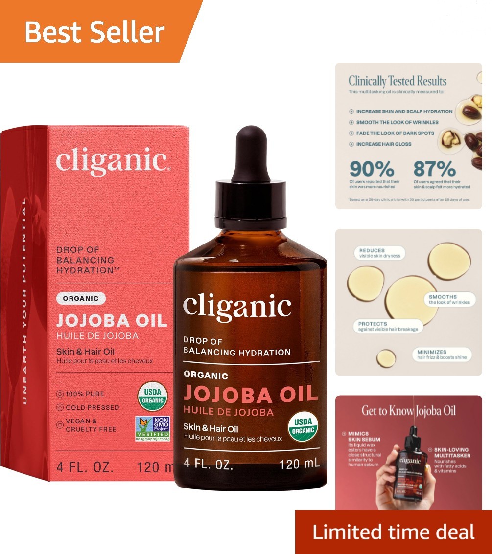 4oz USDA Organic Jojoba Oil - Pure & Natural Hydrating Oil for All Skin Types
