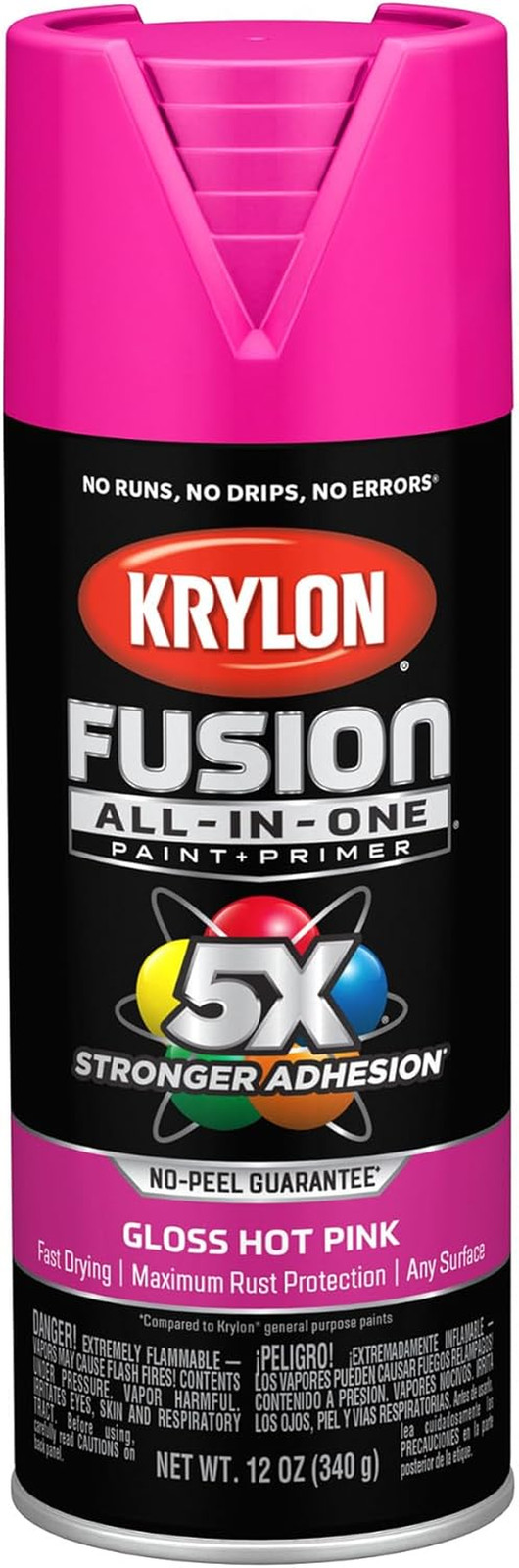 Fusion All-In-One Adhesive Spray Paint for Indoor/Outdoor Use, 12 Oz, Hot Pink