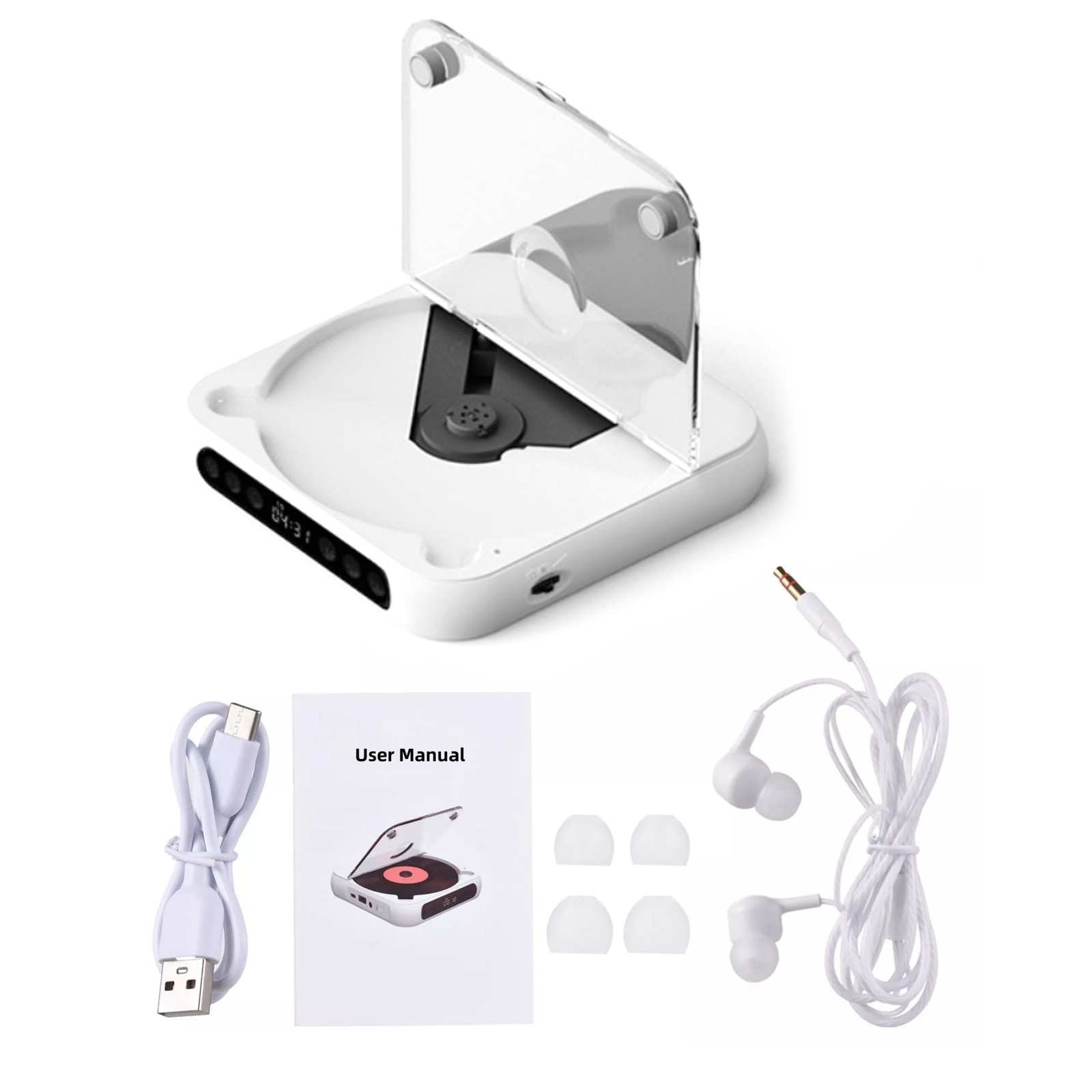 5V2A Bluetooth 5.3 CD Player W/Wired Earphone CD/MP3/WAV Portable and Versatile