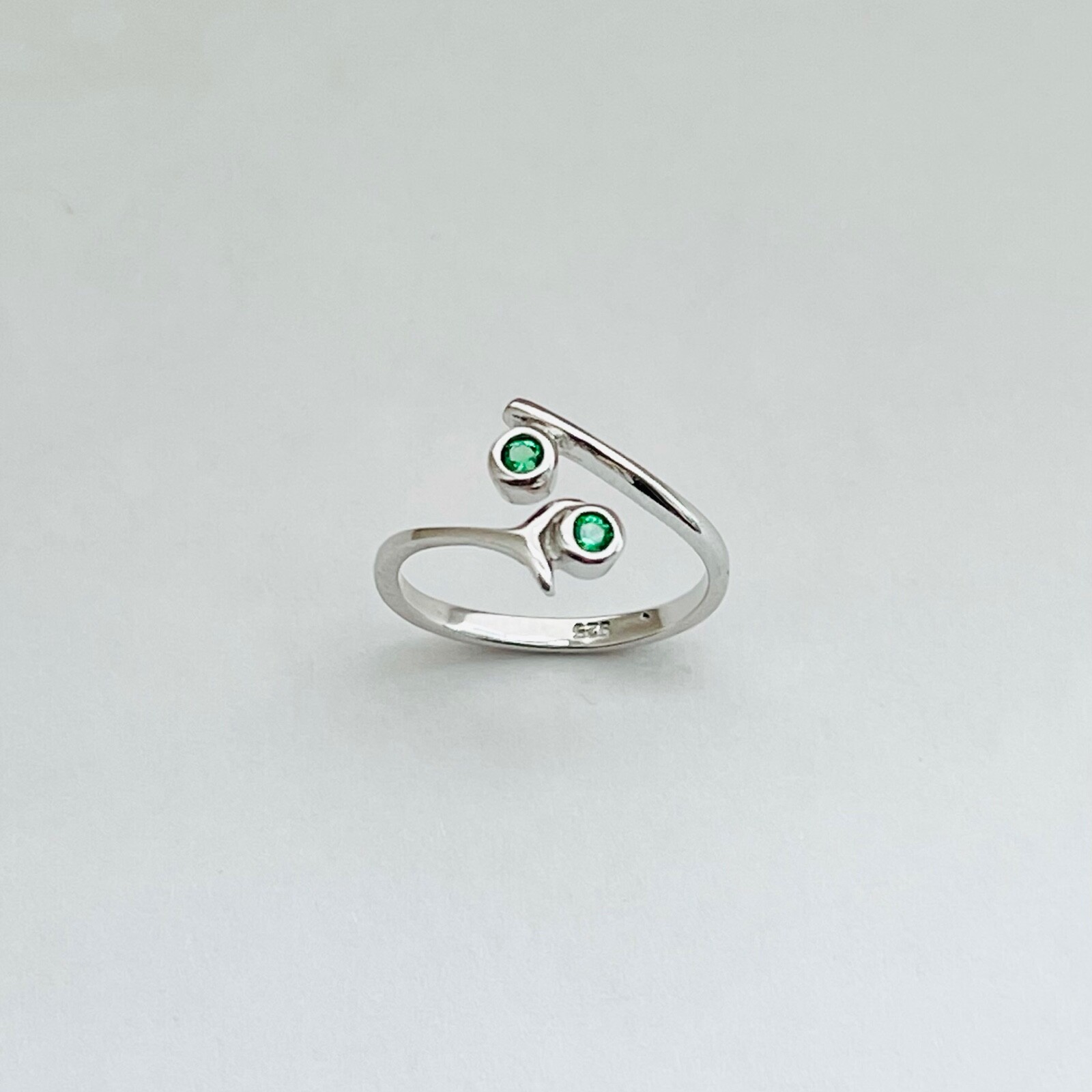 Sterling Silver Toe Ring With Emerald CZ, Silver Ring, CZ Ring, May Birthstone