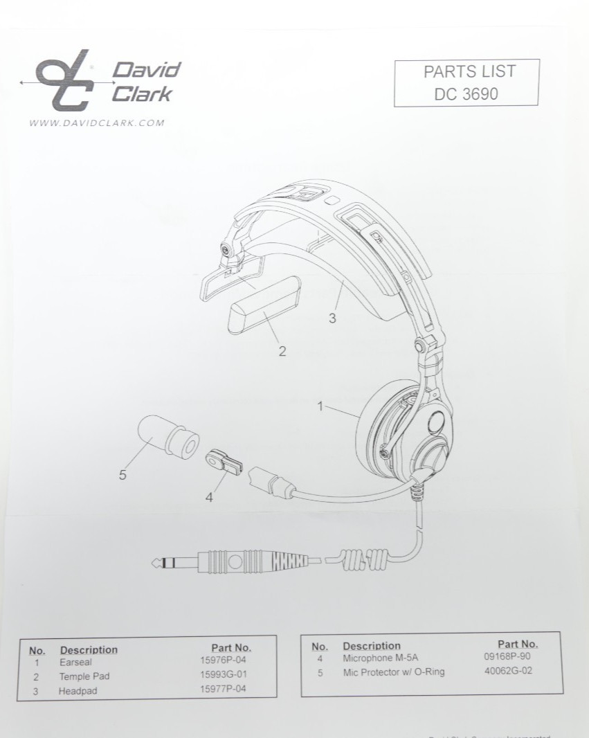 David Clark DC-3690 Single Ear Microphone Headset | 43104G-02
