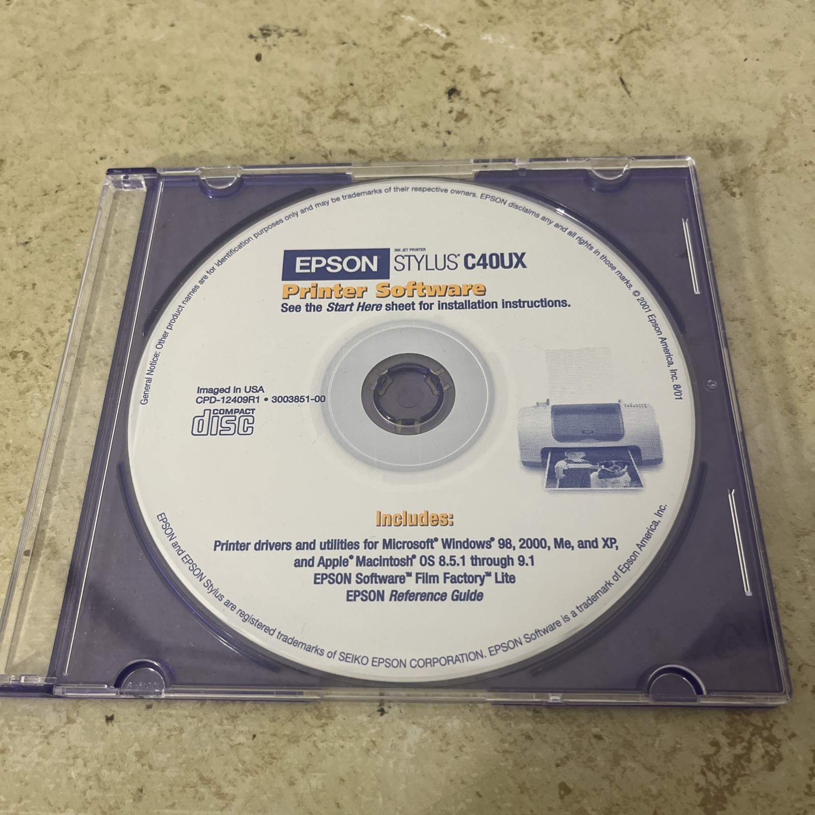 EPSON Stylus C40 Series Printer Software Drivers and Utilities Disc