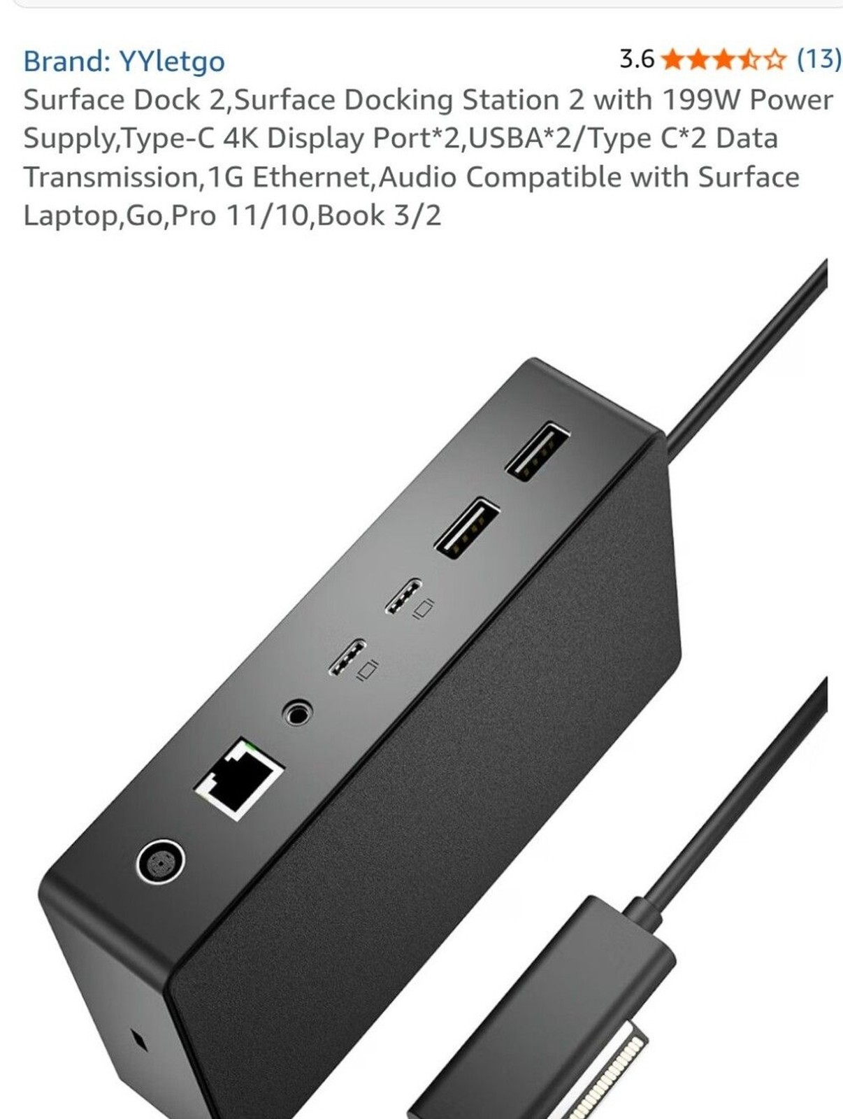 Surface Docking Station 2 With 199W Power Supply
