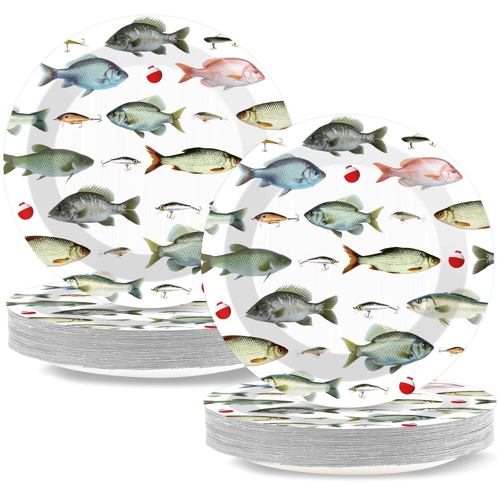 CHUNNIN 50PCS Gone Fishing Party Plates for Fishing Themed Party Decoration 7...