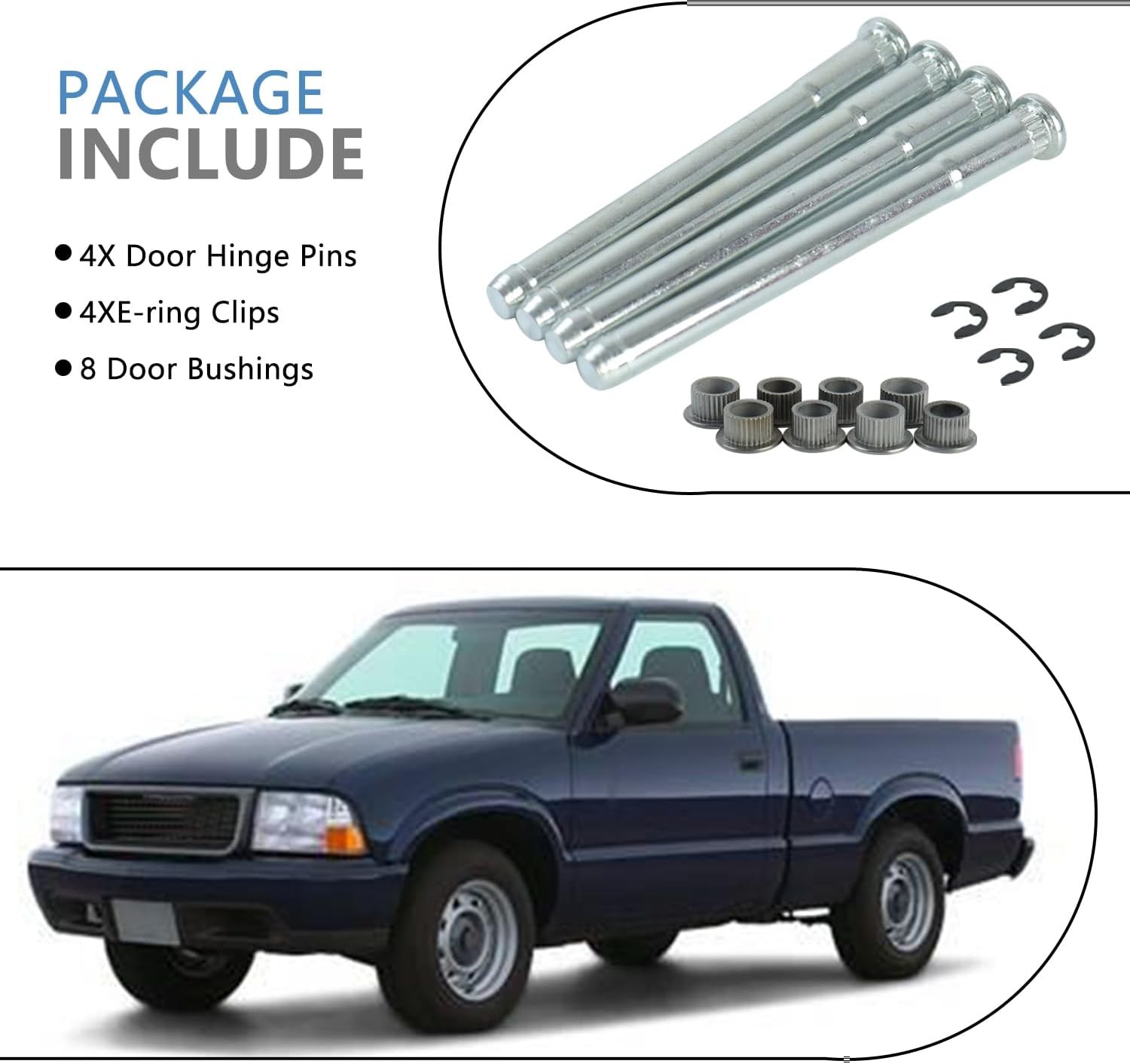 Door Hinge Pin and Bushing Kits Compatible with 1994-2004 94-04 Chevy S10 GMC
