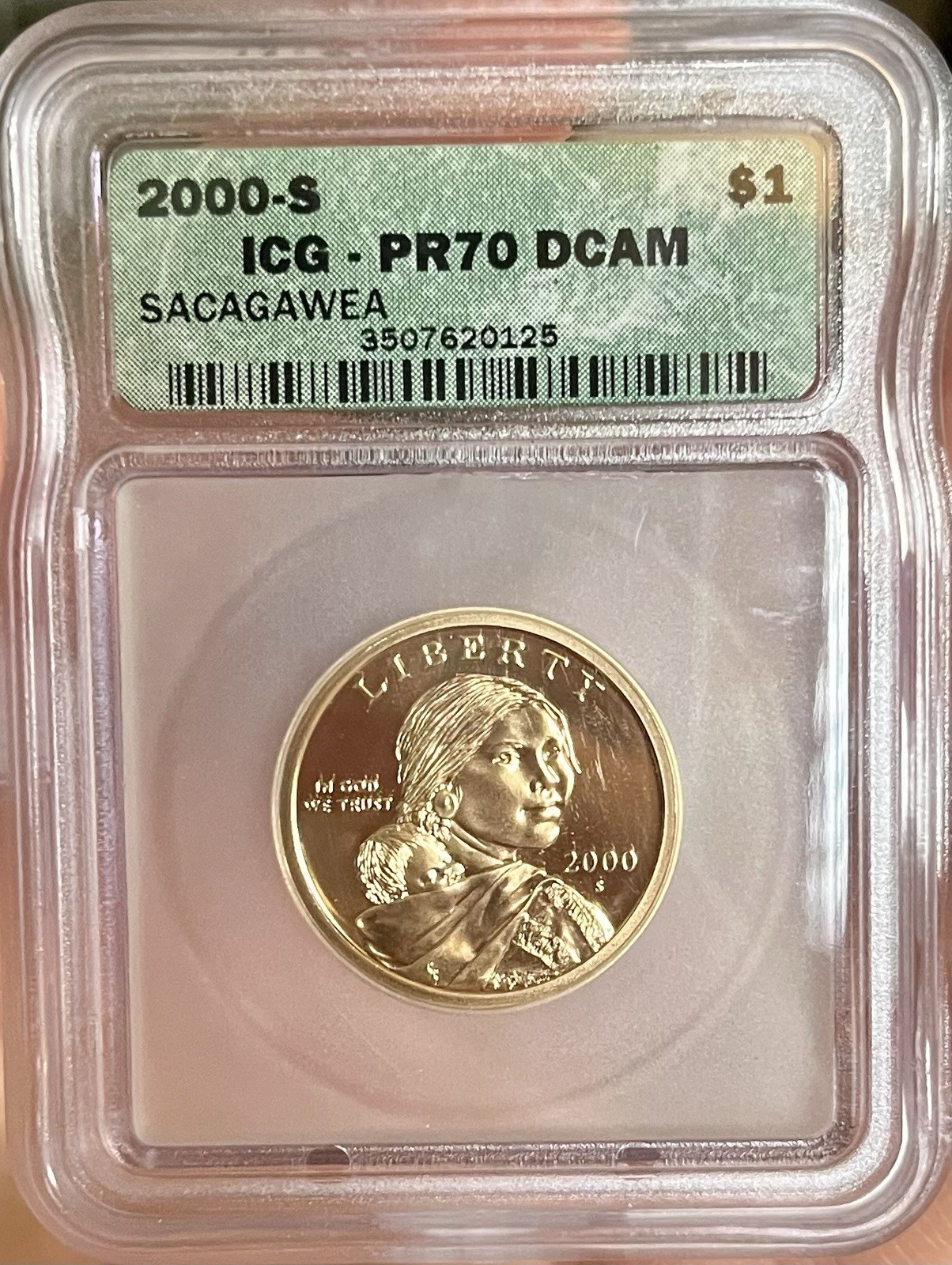 2000-S ICG PR70 DCAM Sacagawea Perfect Proof Dollar Coin. First Year of Issue!