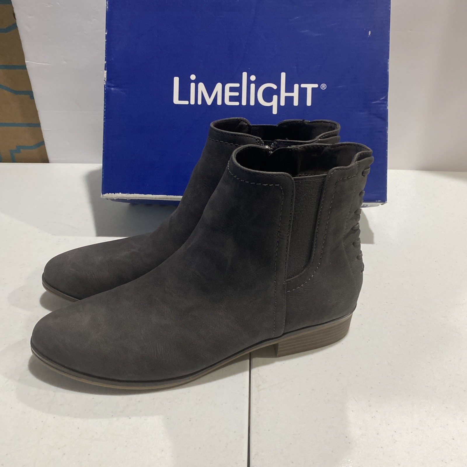 Limelight Dylan Ankle Bootie, Women’s Size 10M Dark Grey Zipper Side New In Box