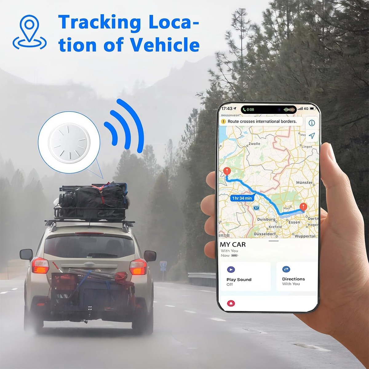 GPS Tracker for Vehicles Hidden Car Tracking Device Compatible with iPhone iOS