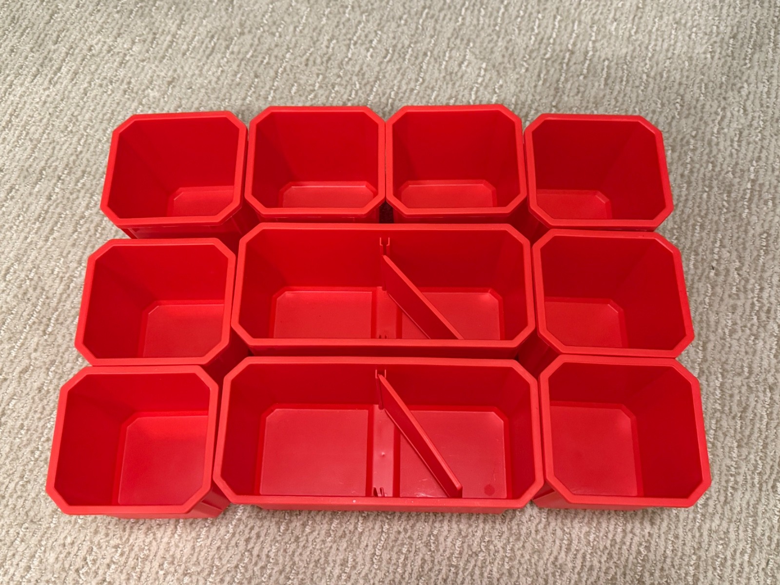 Complete New Set of Red Plastic Bins for BAUER Storage System Modular Organizer