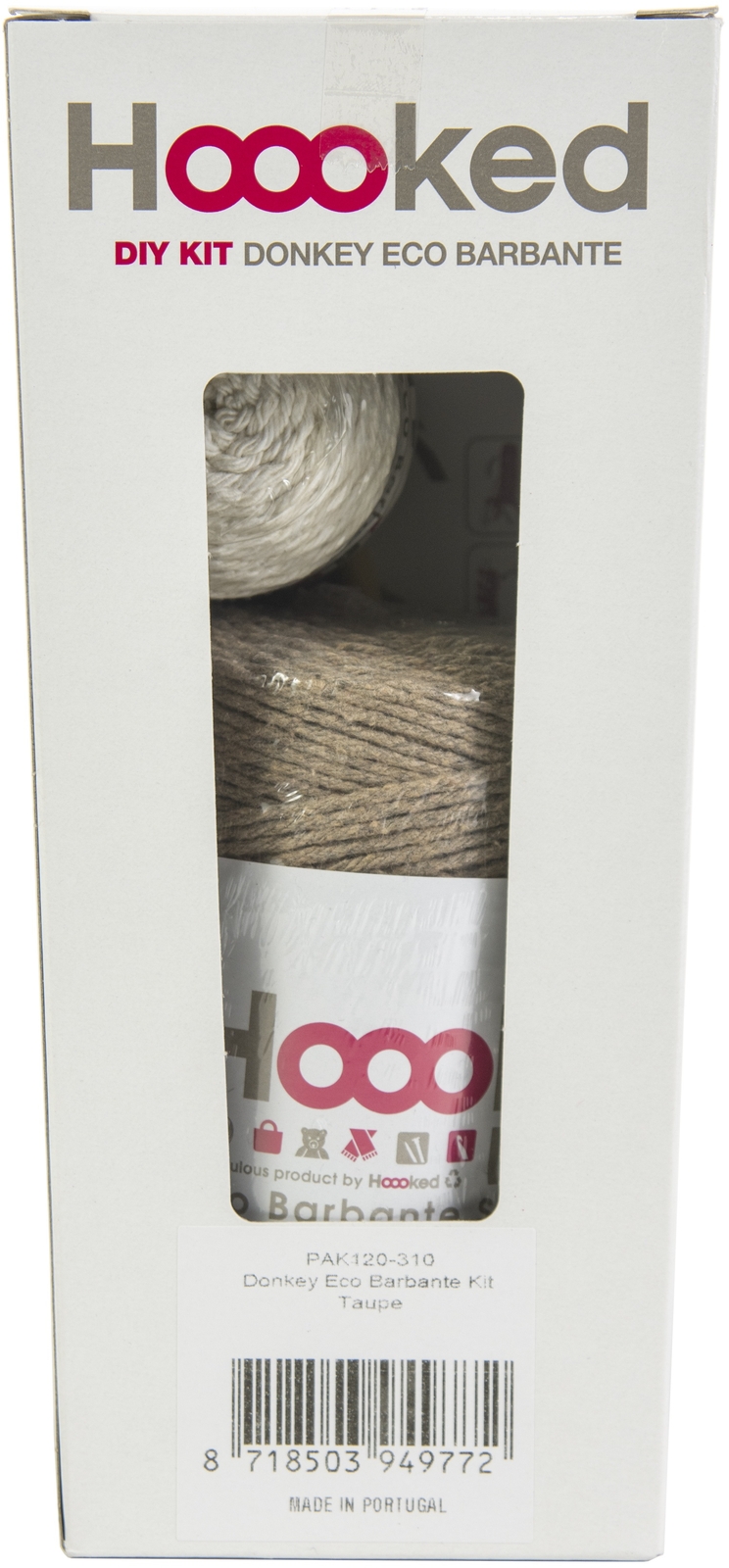 Hoooked Donkey Joe Yarn Kit W/Eco Brabante Yarn-Taupe (Pack of 1 Skein)
