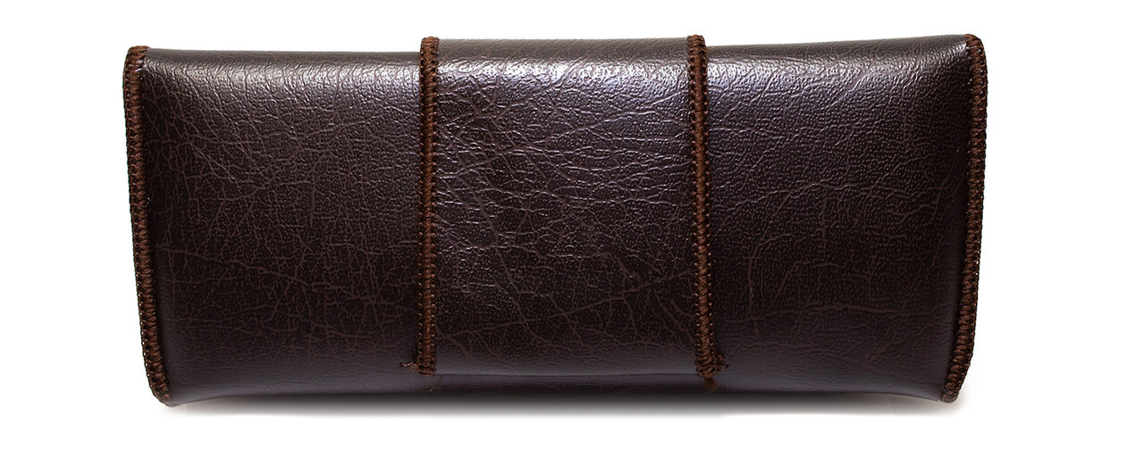 Double Snap Belt Loop Eyeglass Case 2 PACK 1 Black&1 Brown PU Leather&Felt Lined