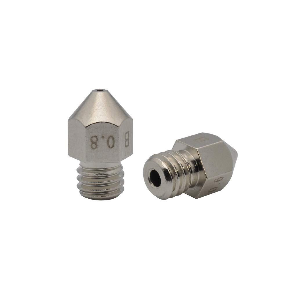 2pcs Mk8 Wear Resistant Plated Brass Nozzle 0.8mm Compatible With 1.75mm Makerbo