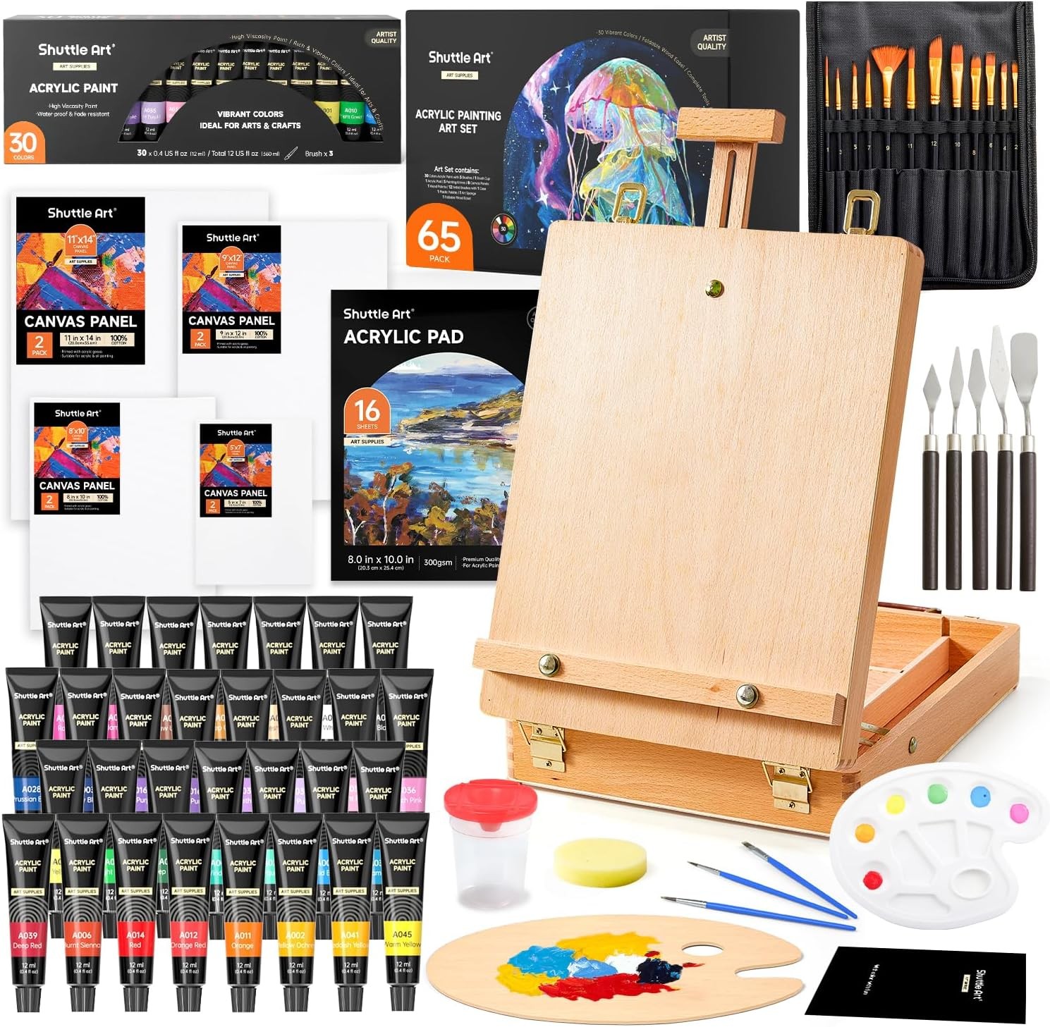 Painting Canvas, Paint Brushes, Palettes, Art Painting Supplies for Kids Adults