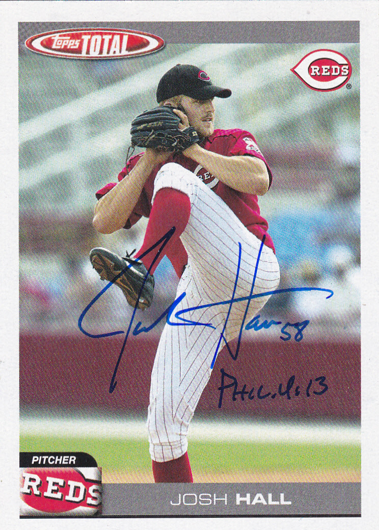 JOSH HALL CINCINNATI REDS SIGNED AUTOGRAPHED 2004 TOPPS TOTAL BASEBALL CARD