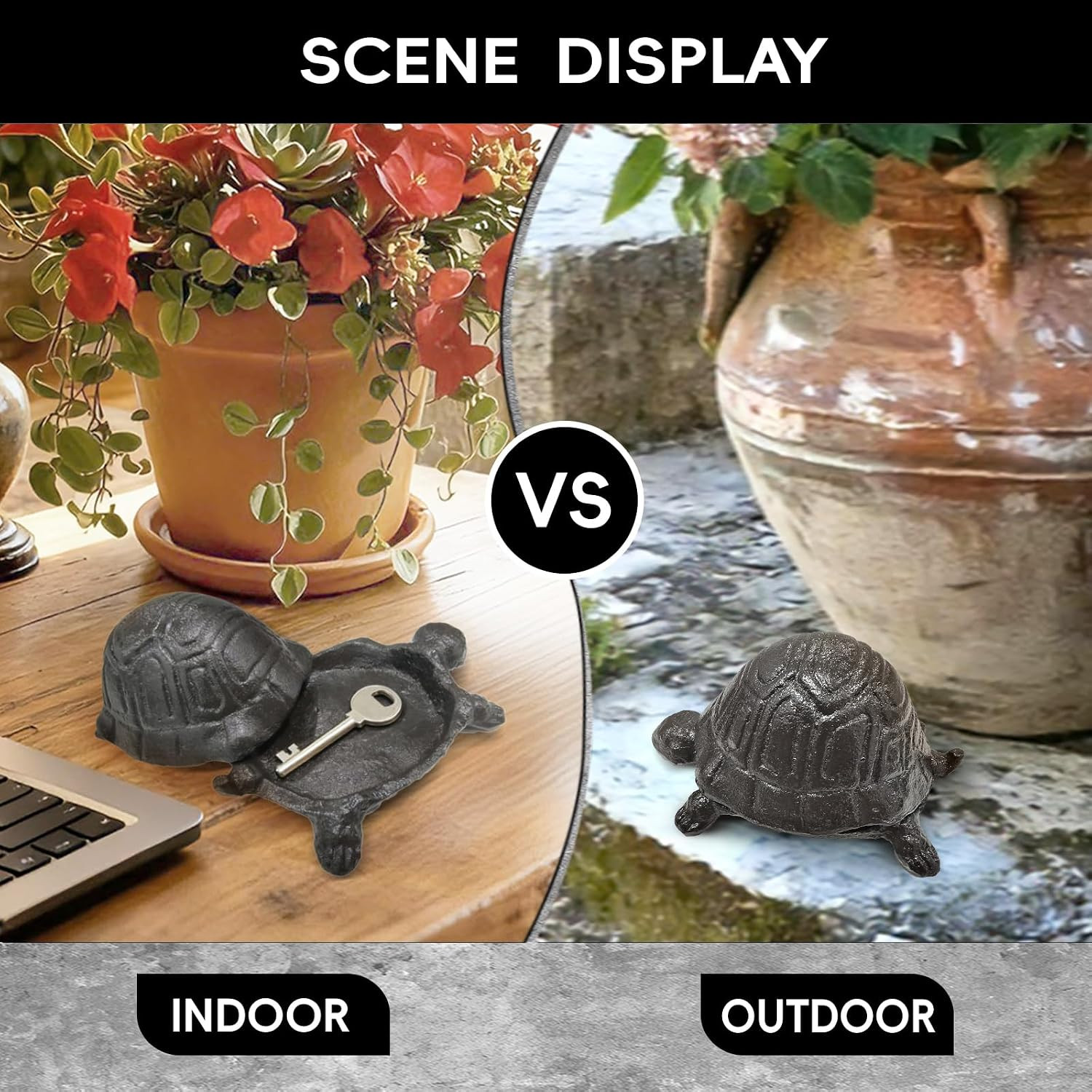Cast Iron Turtle Key Hider, Hide a Key outside Turtle Statues Key | Box, Spare