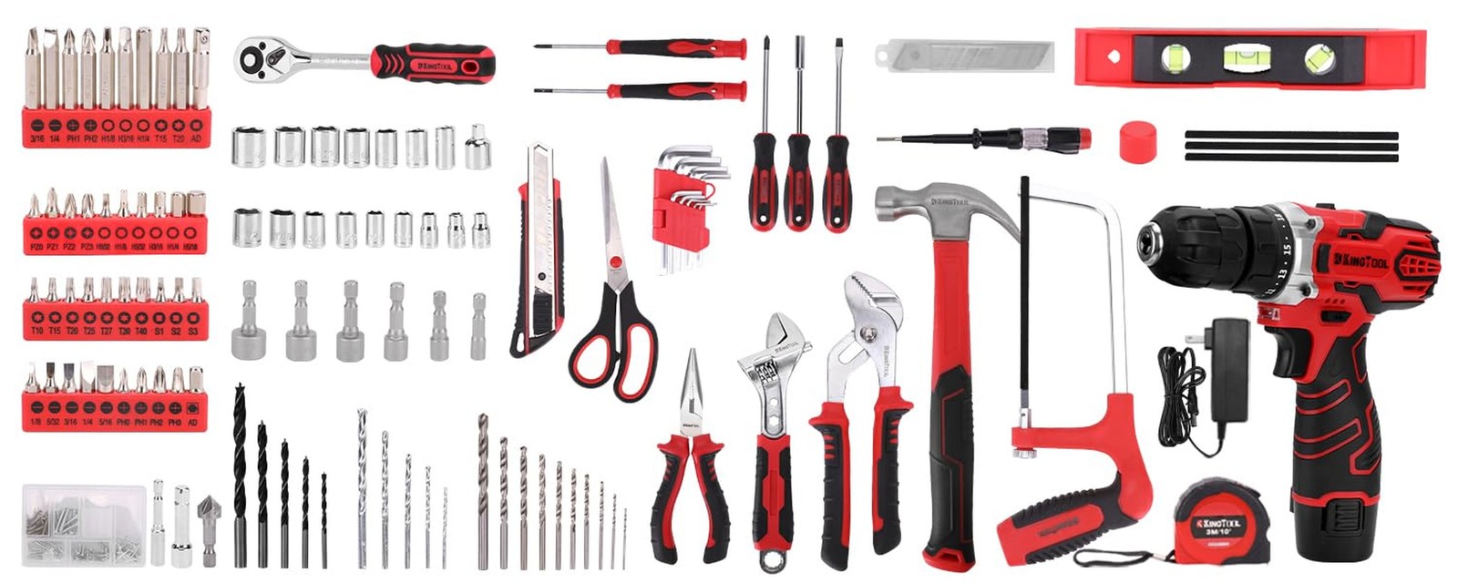 KingTool 276-Piece Tool Set Kit - Tool kit with 12V Cordless Power Drill Driv...