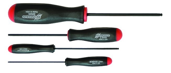 Bondhus 4pc Ball End Hex Screwdriver Precision Metric 1.5-3mm