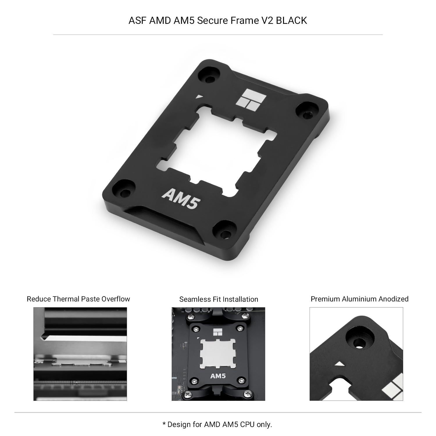ASF Black V2 AM5 CPU Holder, AM5 Safety Fixed Frame, AM5 Secure
