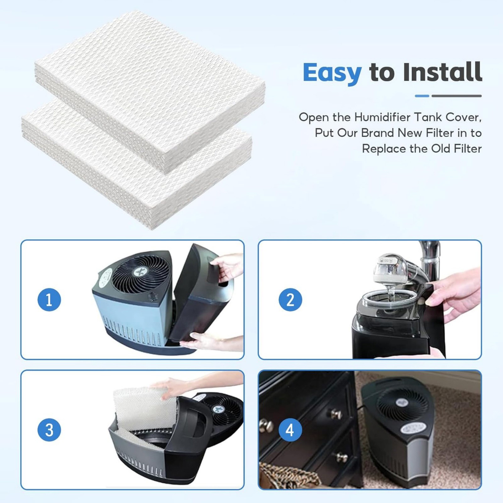 For Vornado Humidifier Wick Pad Replacement Filter 2 Pack for Model EV100 EV200