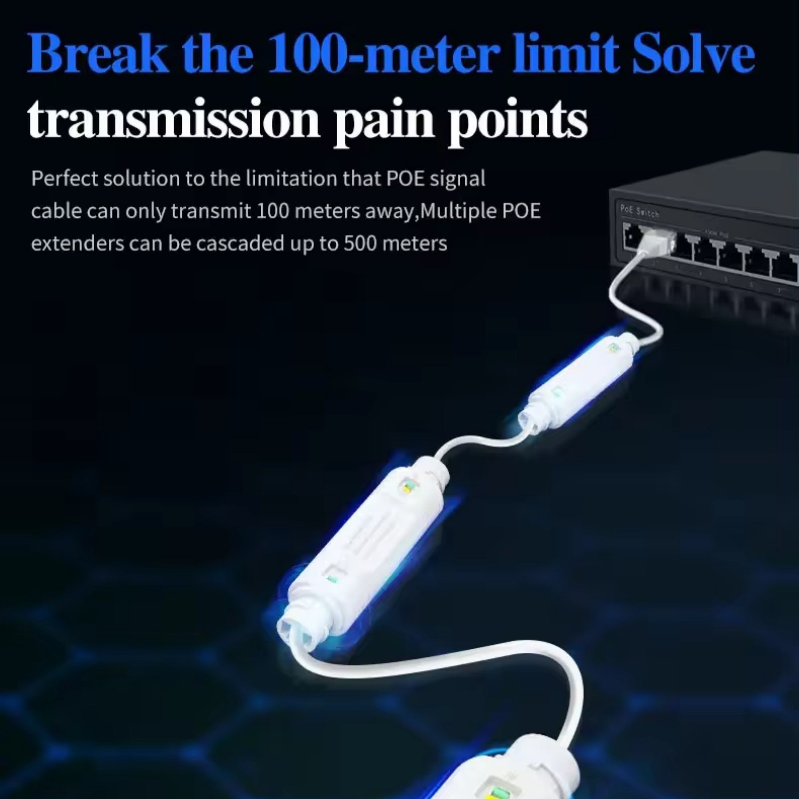 100mbps Waterproof POE Repeater IEEE802.3af/at RJ45 Network Device Accessories