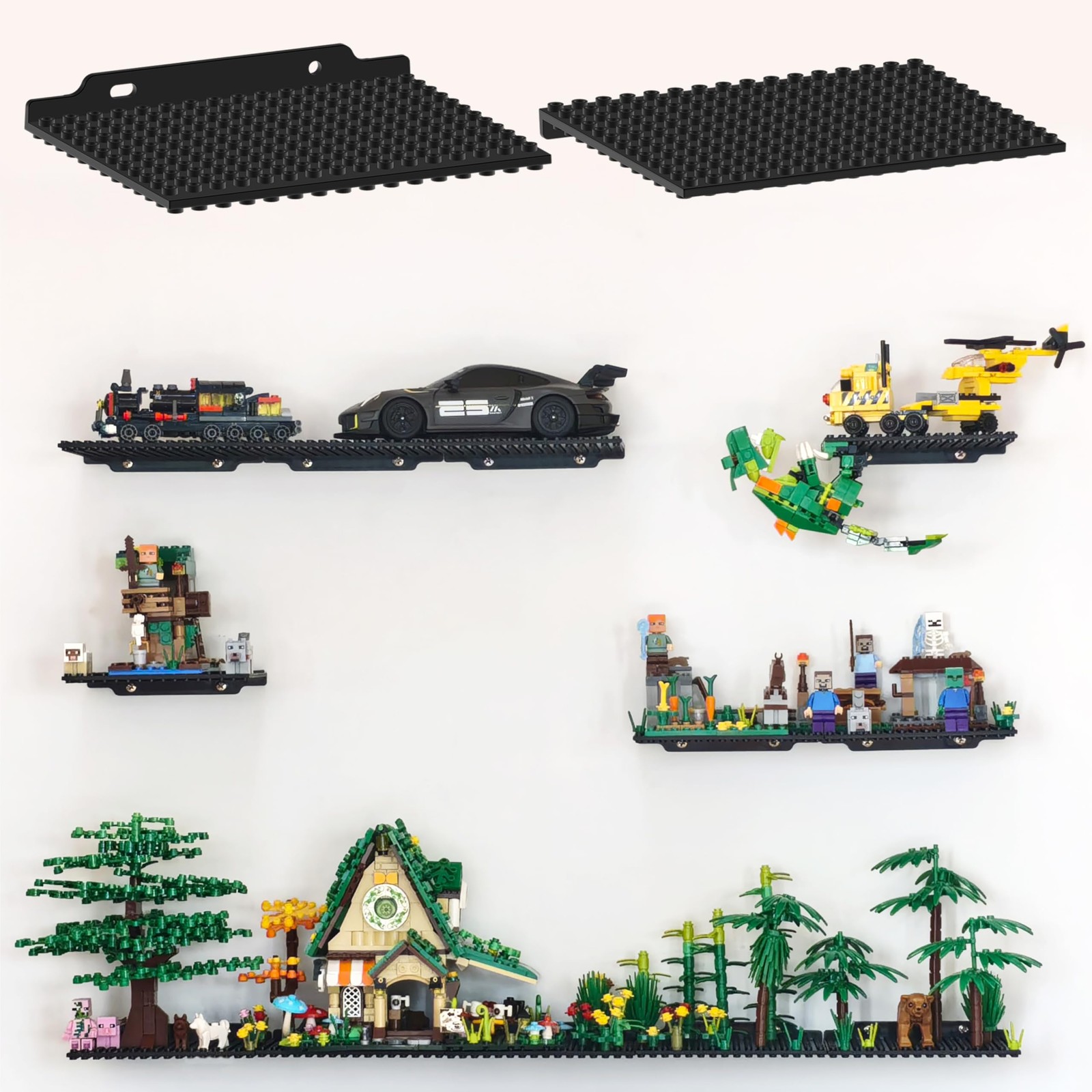 6 Pack Wall Display Shelf for Lego Standard Bricks, 4x5 inch Dual-Sided, 16x1...