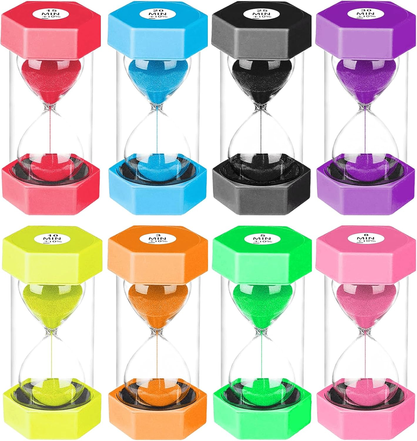 Hourglass Sand Timer 3/5/8/10/15/20/25/30 Minutes, Large Acrylic Unbreakable San